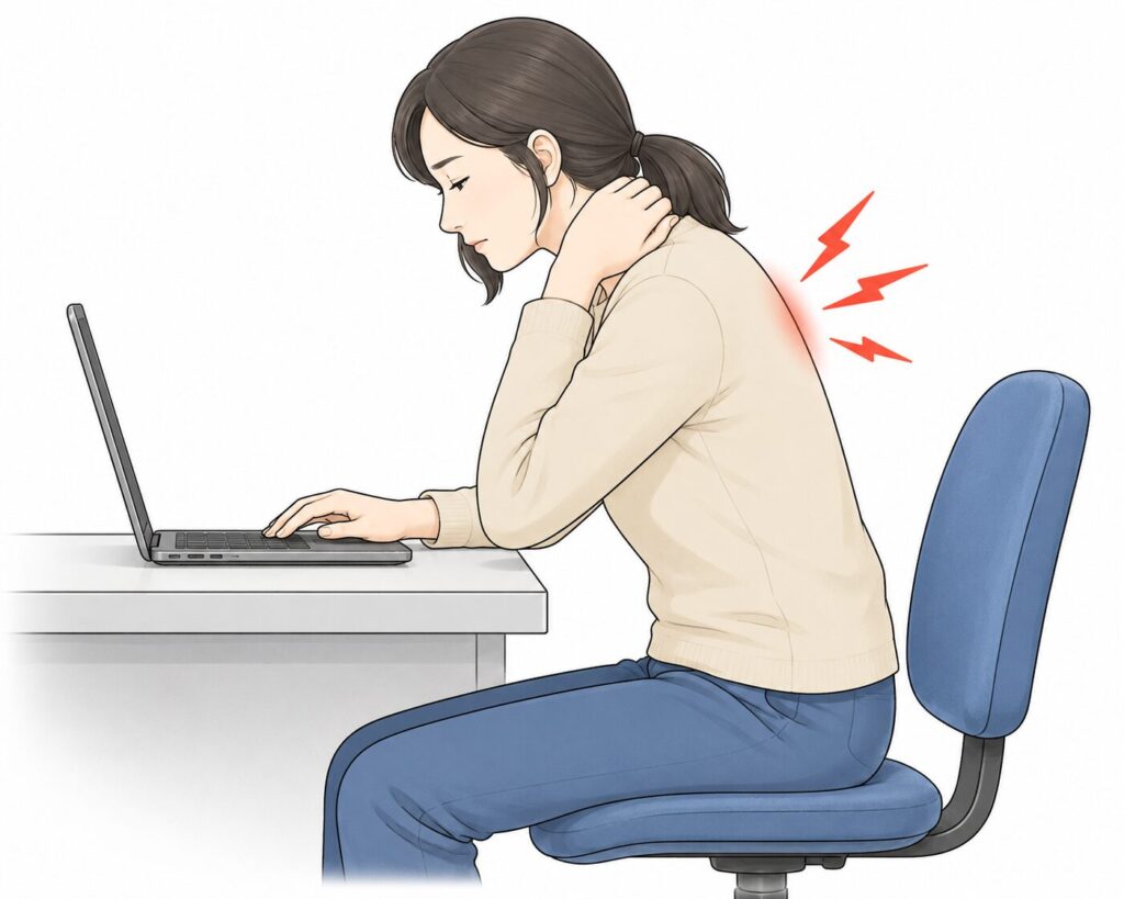 長時間の座り仕事でつらい